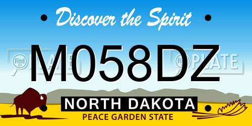M058DZ North Dakota License Plate
