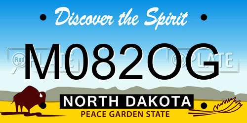 M082OG North Dakota License Plate