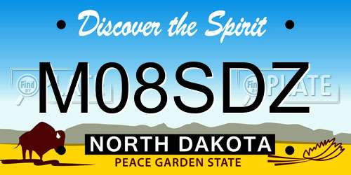 M08SDZ North Dakota License Plate