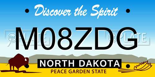 M08ZDG North Dakota License Plate