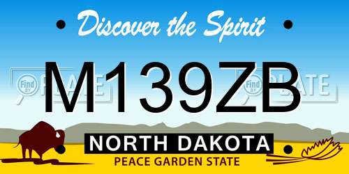 M139ZB North Dakota License Plate