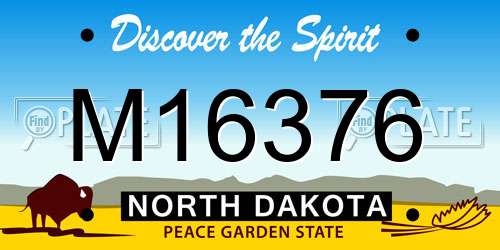 M16376 North Dakota License Plate