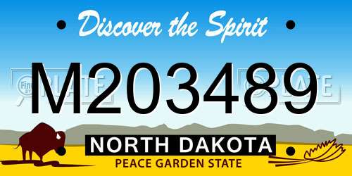 M203489 North Dakota License Plate