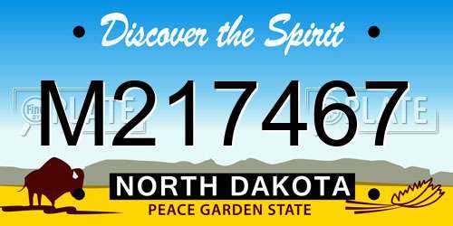 M217467 North Dakota License Plate