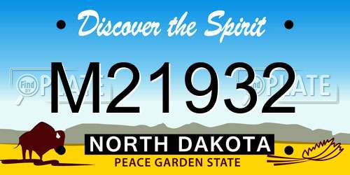 M21932 North Dakota License Plate