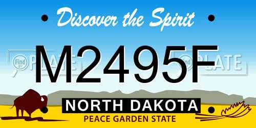 M2495F North Dakota License Plate