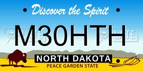 M30HTH North Dakota License Plate