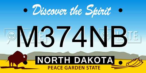 M374NB North Dakota License Plate