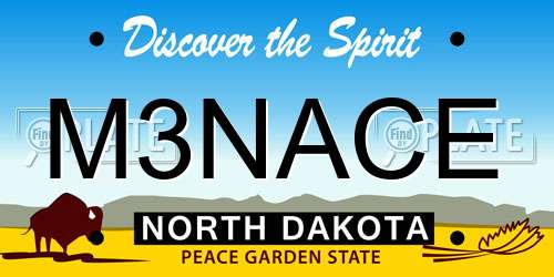 M3NACE North Dakota License Plate