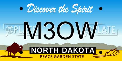 M3OW North Dakota License Plate