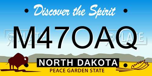 M47OAQ North Dakota License Plate