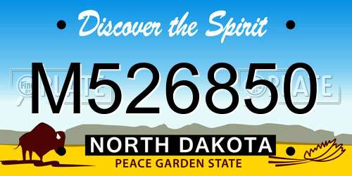 M526850 North Dakota License Plate
