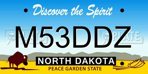 M53DDZ North Dakota License Plate