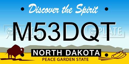 M53DQT North Dakota License Plate