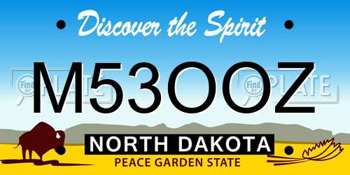 M53OOZ North Dakota License Plate