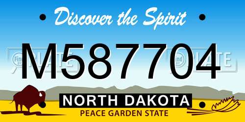M587704 North Dakota License Plate