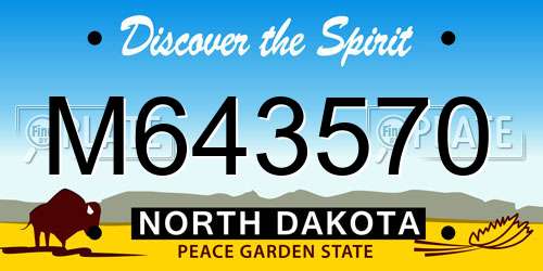 M643570 North Dakota License Plate
