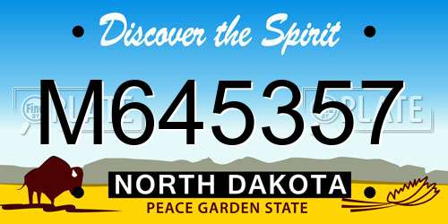 M645357 North Dakota License Plate