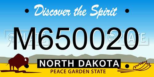 M650020 North Dakota License Plate