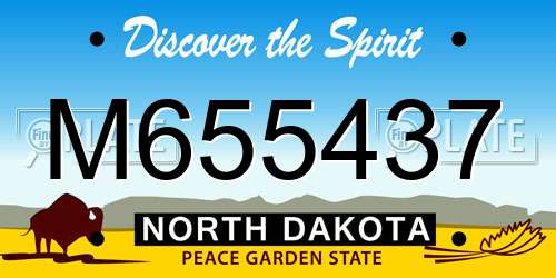 M655437 North Dakota License Plate