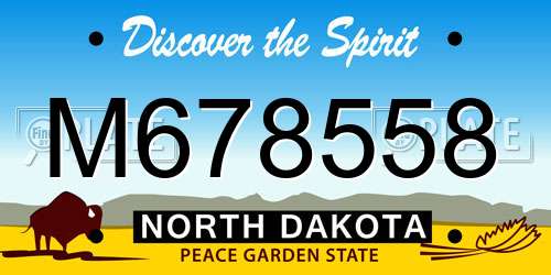 M678558 North Dakota License Plate