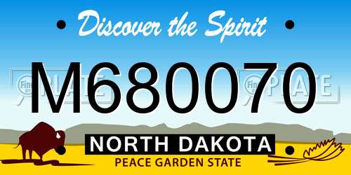 M680070 North Dakota License Plate