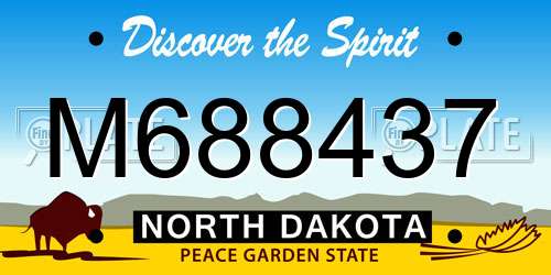 M688437 North Dakota License Plate