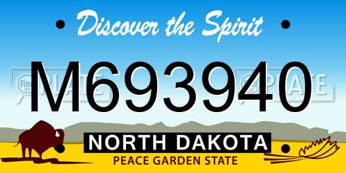 M693940 North Dakota License Plate