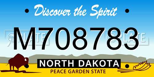 M708783 North Dakota License Plate