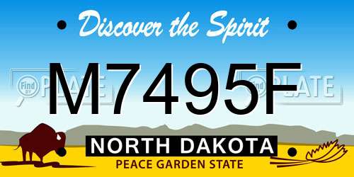 M7495F North Dakota License Plate