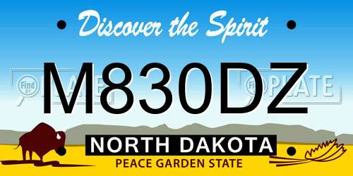 M830DZ North Dakota License Plate