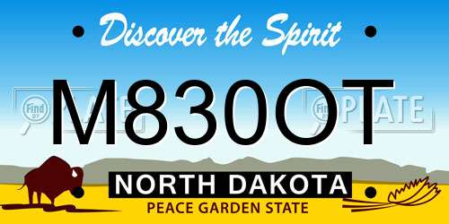 M830OT North Dakota License Plate
