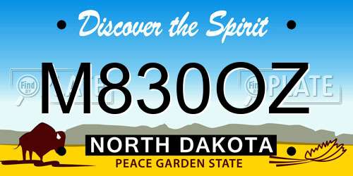 M830OZ North Dakota License Plate