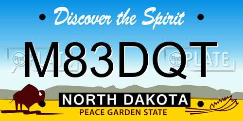 M83DQT North Dakota License Plate