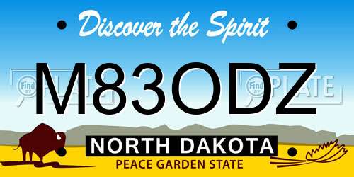 M83ODZ North Dakota License Plate
