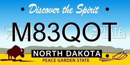 M83QOT North Dakota License Plate