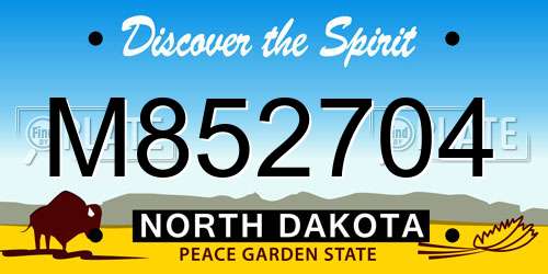 M852704 North Dakota License Plate