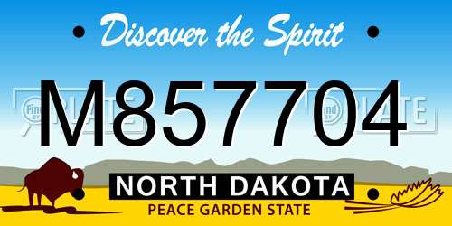 M857704 North Dakota License Plate