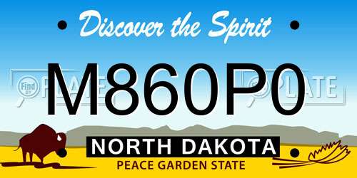 M860P0 North Dakota License Plate