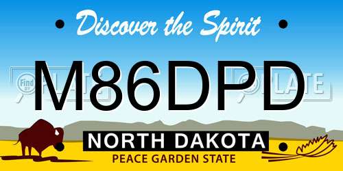 M86DPD North Dakota License Plate