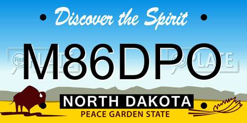 M86DPO North Dakota License Plate
