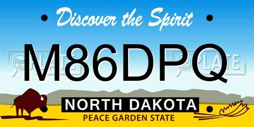M86DPQ North Dakota License Plate