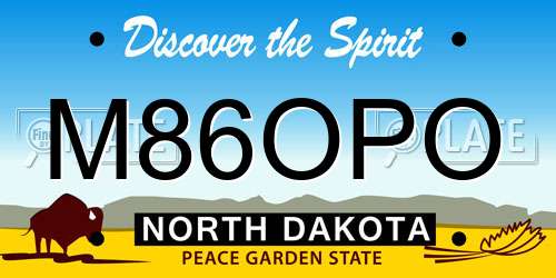 M86OPO North Dakota License Plate