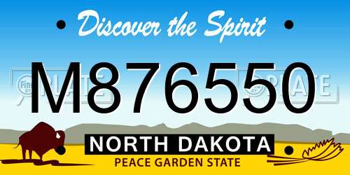M876550 North Dakota License Plate