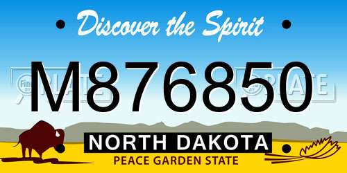 M876850 North Dakota License Plate