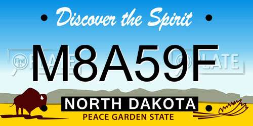 M8A59F North Dakota License Plate