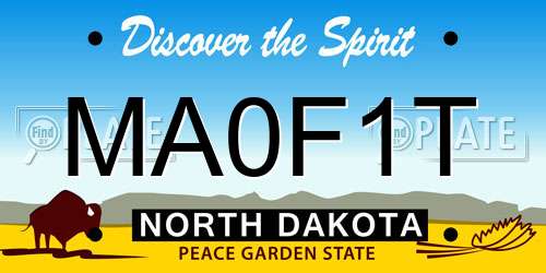 MA0F1T North Dakota License Plate