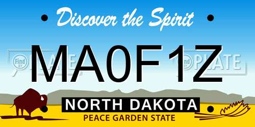 MA0F1Z North Dakota License Plate