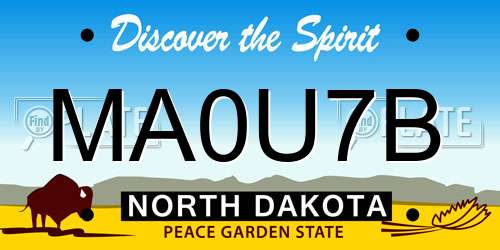 MA0U7B North Dakota License Plate