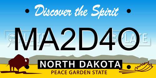 MA2D4O North Dakota License Plate